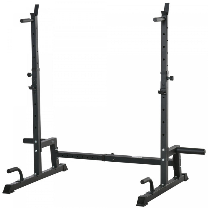 Soozier Multi-function Barbell Squat Rack Stand, Heavy-duty Strength Training Dumbbell Rack, Height Adjustable Weight Lifting Bench Press Dip Station For Home, Gym, Black