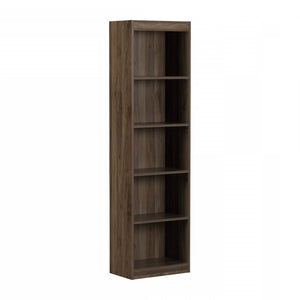 Axess 5-Shelf Narrow Bookcase - Natural Walnut