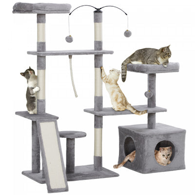 Pawhut 53" Cat Tree, Multi-level Cat Tower For Indoor Cats With Sisal Scratching Posts, Cat Condo, B|Pawhut Arbre A Chat De 53", Tour A Plusieurs Niveaux Pour Chats D'interieur Avec Griffoirs En Sisal,