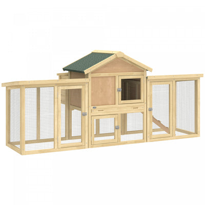 PawHut 80" Chicken Coop, Wooden Hen House Large Rabbit Hutch Poultry Cage Pen with Nesting Box, Run, Ramp, Drawer, for Outdoor Backyard Garden