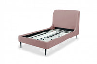 Heather Mid-Century Modern Velvet Upholstered Twin Bed in Blush and Black 