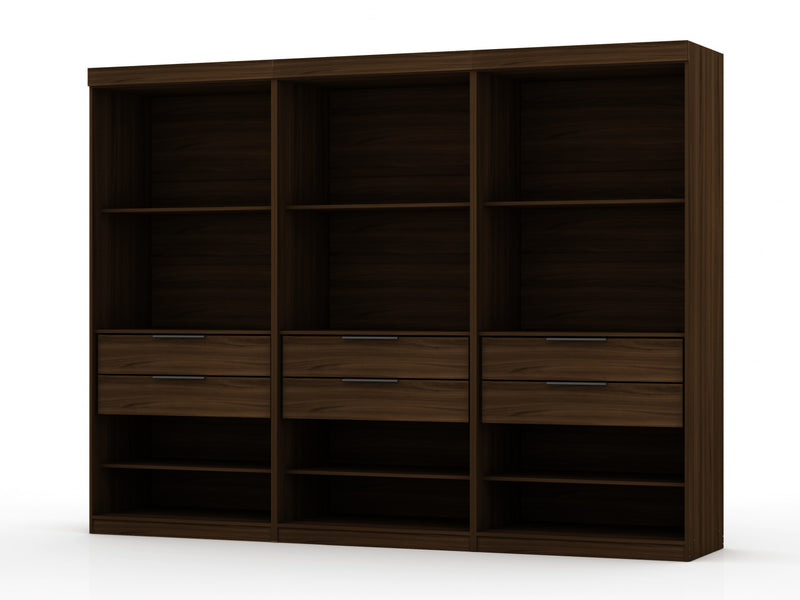 Mulberry Contemporary Modern 36\" Wardrobe Closet in Chestnut Brown - Set of 3