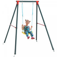 Outsunny Swing Set For Kids Outdoor Backyard, Baby Swing W/adjustable Rope Heavy Duty A-frame Stand