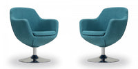 Caisson Modern Upholstered Swivel Lounge Chair in Teal - Set of 2 