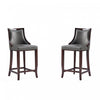 Emperor Traditional Wood Upholstered Barstool in Graphite - Set of 2