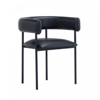 Onda Contemporary Vegan Leather Metal Dining Chair in Black 