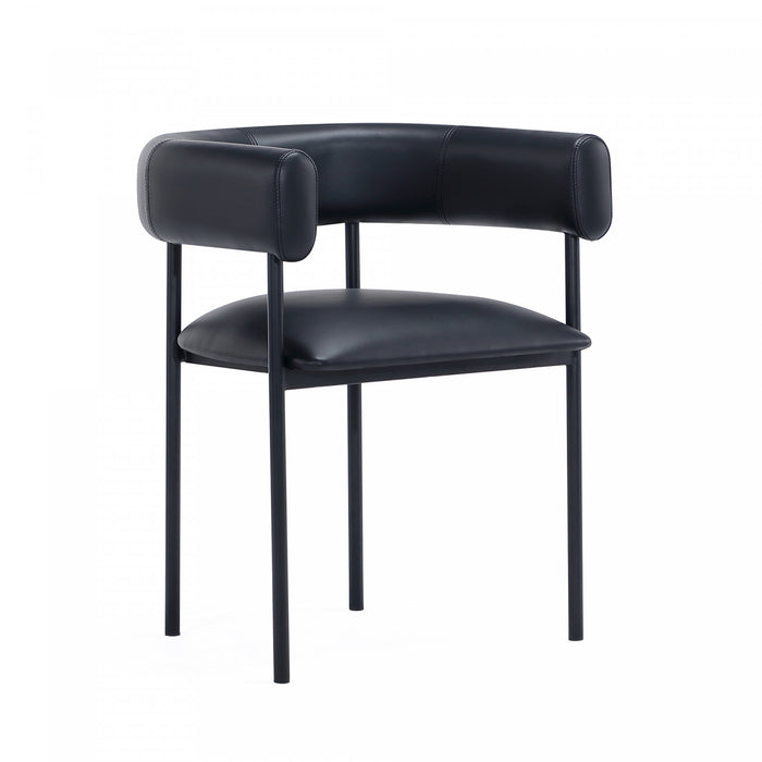 Onda Contemporary Vegan Leather Metal Dining Chair in Black