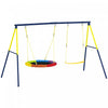 Qaba 2-in-1 Swing Sets for Backyard, 330 lbs Capacity Metal Outdoor Playset with A-Frame, Belt Swing, Saucer Swing and Adjustable Height, Ages 3-8, Multicolour
