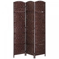 Homcom Double Hinged Woven Wicker Room Divider And Privacy Screens
