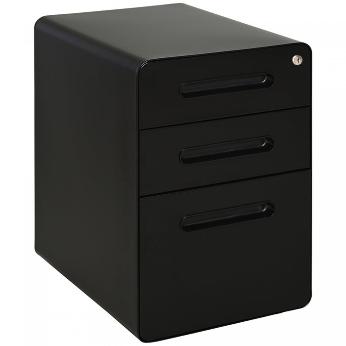 Vinsetto 3 Drawers File Cabinet On Wheels Lockable For Home Office