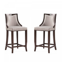 Emperor Traditional Wood Upholstered Barstool in Light Gray - Set of 2 