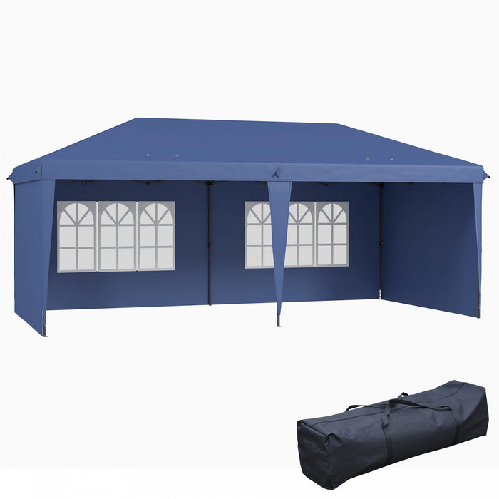 Outsunny 10' X 20' Outdoor Pop Up Canopy Tent W/ Carrying Bag, Blue