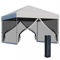 Outsunny 10' X 10' Pop-up Canopy Tent Outdoor Party Tent With Mesh Sidewalls, 3-level Adjustable Hei