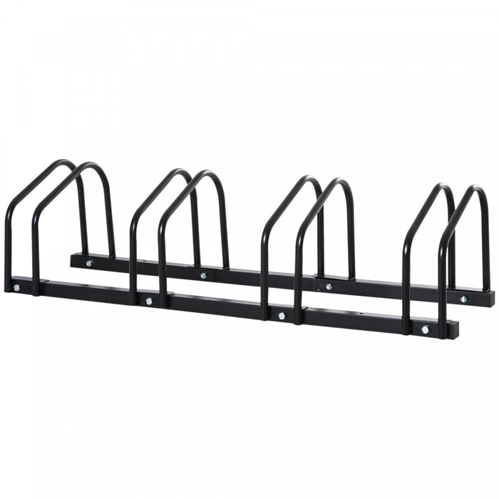 Soozier 4-bike Bicycle Floor Parking Rack Cycling Storage Stand Black