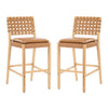 Philip Modern Rubber Wood Bar Stool Set of 2 with Woven Back Support,Natural