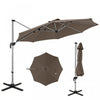 Costway 11 FT Outdoor Patio Umbrella, Round Cantilever Umbrella w/ 360° Rotation Brown