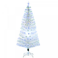 Homcom 6ft Artificial Fiber Optic Pre-lit Christmas Tree With 220 Led Lights And Branch Tips