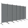 Outsunny 6 Panel Folding Outdoor Privacy Screen, 5.7FT Tall Room Divider with UV30+ Protection, Freestanding Privacy Panel Partition with Stable Base for Indoor Outdoor, Grey