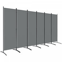 Outsunny 6 Panel Folding Outdoor Privacy Screen, 5.7FT Tall Room Divider with UV30+ Protection, Freestanding Privacy Panel Partition with Stable Base for Indoor Outdoor, Grey