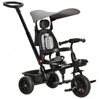 Qaba Kids Tricycle 4 In 1 Trike With Reversible Angle Adjustable Seat Removable Handle Canopy Handra