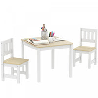 Qaba Kids Table and Chairs Set, Toddler Table and 2 Chair Set for Activity, Art, Craft, Reading, Learning, for Bedroom, Nursery, Classroom, Living Room, for 3-8 Years, Natural
