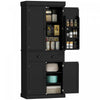 HOMCOM 71\" Kitchen Pantry Cabinet with Spice Racks and LED Lights, Black