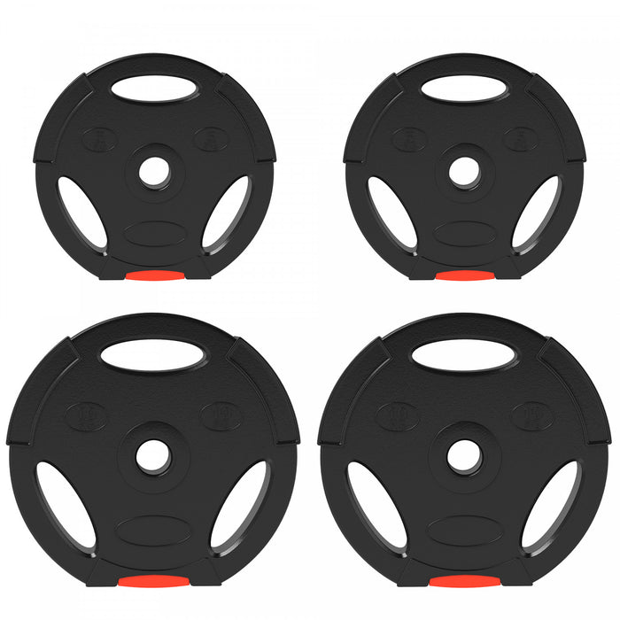 Soozier Set Of 4 1-inch Weight Plates With 3 Grips, 2 X 22lbs + 2 X 11lbs