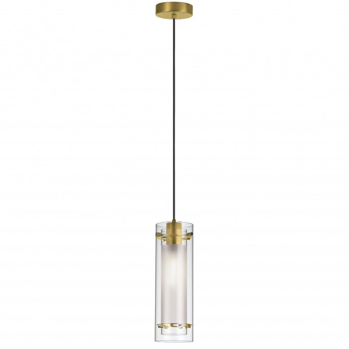 Dainolite Pasha 1 Light Pendant Aged Brass Finish Clear/Frosted Glass Lamp