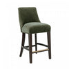Beever Modern Chenille Wood Counter Stool in Forest Green