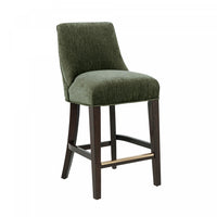 Beever Modern Chenille Wood Counter Stool in Forest Green