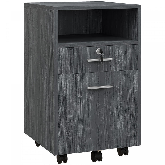 Vinsetto 2 Drawer Filing Cabinet with Lock for A4 Letter Size, Grey