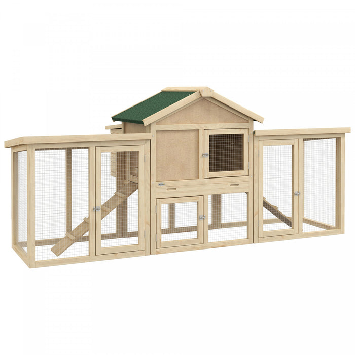 Pawhut 80\" Chicken Coop, Wooden Hen House Large Rabbit Hutch Poultry Cage Pen With Nesting Box, Run, Ramp, Drawer, For Outdoor Backyard Garden