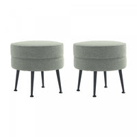Bailey Mid-Century Modern Upholstered Accent Ottoman in Sage Green - Set of 2 