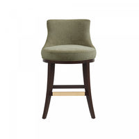 Lucia Modern Wood Chenille Counter Stool in Leaf Green Armoire