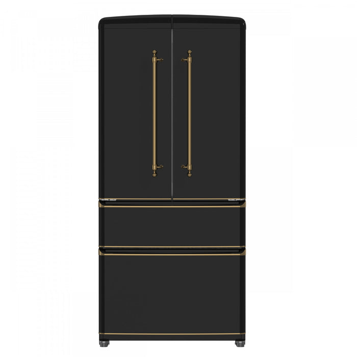 Forno Luigi 33 Inch Black French Door Refrigerator, 18 cu.ft. - FFFFD1791-33BLK