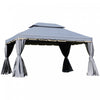 Outsunny 13' X 10' Outdoor Patio Gazebo Canopy With 2-tier Polyester Roof, Vented Mesh Sidewall & Strong Aluminum Frame, Grey