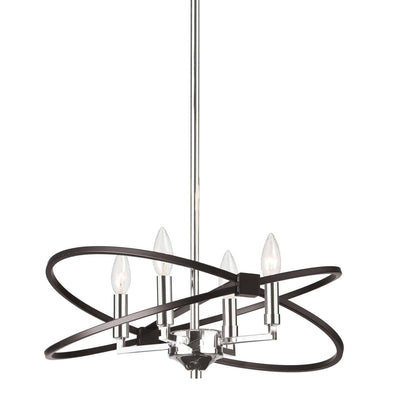 Dainolite Paloma 4 Light Chandelier Polished Chrome And Matte Black Finish Lamp|Lustre Paloma de Dainolite avec fini chromé poli et noir mat, et 4 ampoules