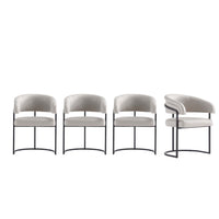 Augusta Modern Metal Vegan Leather Dining Chair in Light Gray - Set of 4 