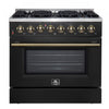 Forno Galiano 36\" Dual Fuel Gas Range, Black, 5.36 cu.ft. - FFSGS6156-36BLK