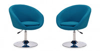 Hopper Modern Upholstered Swivel Lounge Chair in Blue - Set of 2 Accent Chair