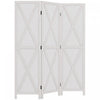 Homcom 3-panel Privacy Screen With Foldable Design Wood Frame White 5.6ft