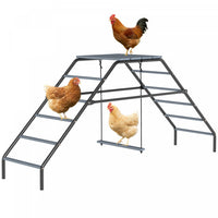 PawHut Chicken Coop Perches with Swing, Roosting Bars, Chicken Run Accessories Toy, Steel Ladder for Poultry's Healthy & Happy, for Backyard Farm