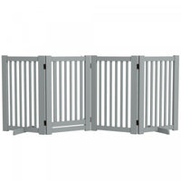 Pawhut Free Standing Wooden Pet Gate Indoor Dog Barrier Foldable Step Over Doorway Fence Safety Gate