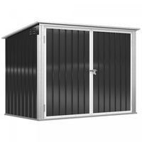 Outsunny Outdoor Steel Storage Shed Garbage Can Organizer Dark Grey