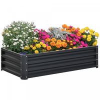 Outsunny 4' X 2' X 1' Raised Garden Bed, Galvanized Steel Planter Box For Vegetables, Flowers, Herbs