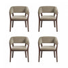 Blake Modern Faux Mohair Wood Armchair in Linen - Set of 4 Dining Chair
