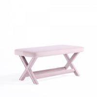 Abigail Mid-Century Modern Upholstered Velvet Accent Bench in Pink 