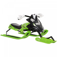 Soozier GT Snow Racer Sleds for Kids with Padded Rubber Seat Traction Rope, Snow Motor with Wind Shield Handle and Anti-Slip Pedal, Winter Gift for Boys Girls Green