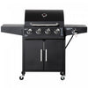 Outsunny 4+1 Burner Liquid Propane Gas Grill, 48,000 BTU Outdoor Portable BBQ Grill with Side Burner, Warming Rack, Side Shelf, Storage Cabinet, Thermometer, 4 Wheels, Black