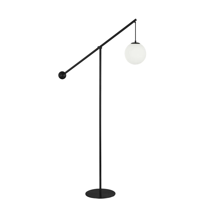 Dainolite Holly 1 Light Floor Lamp 66\" H Matte Black Opal White Glass